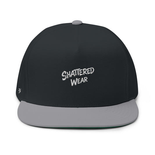 Shattered Wear Embroidered Flat Bill Cap Black