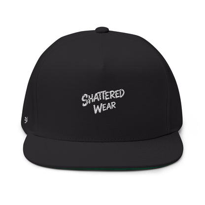 Shattered Wear Embroidered Flat Bill Cap Black