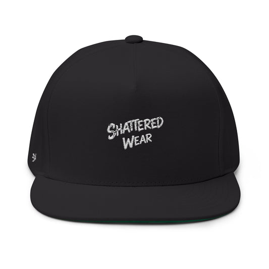 Shattered Wear Embroidered Flat Bill Cap Black