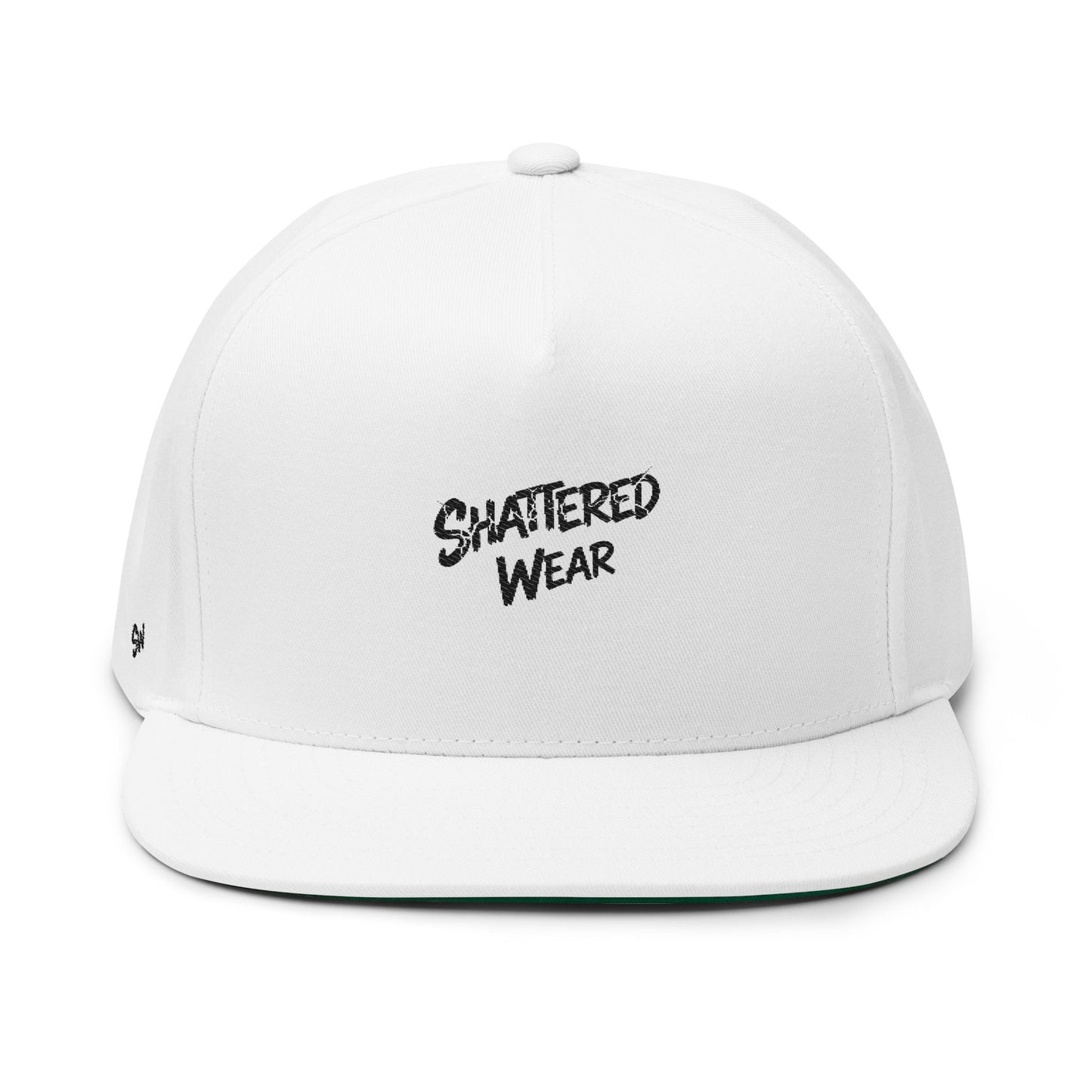 Shattered Wear Embroidered Flat Bill Cap White