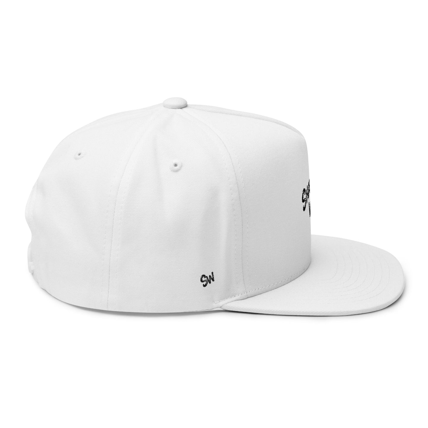 Shattered Wear Embroidered Flat Bill Cap White