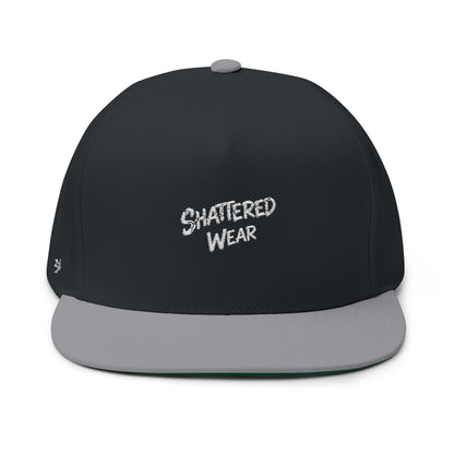 Shattered Wear Embroidered Flat Bill Cap Black