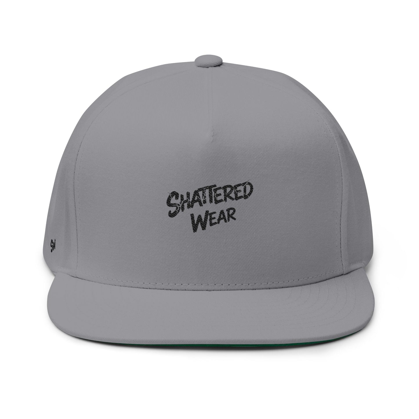 Shattered Wear Embroidered Flat Bill Cap White